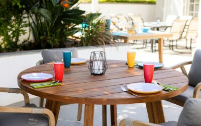 A Wooden Round Picnic Table That Works Year Round